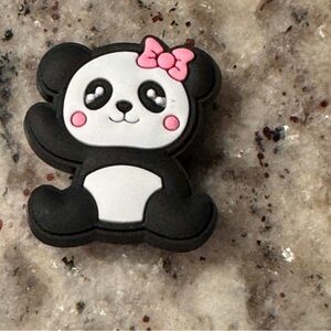 Croc charm Cute Panda with Pink Bow